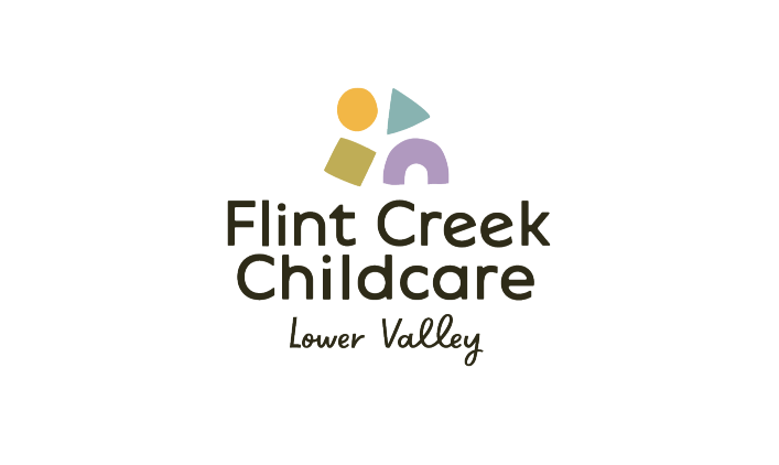 Flint Creek Childcare Logo verbiage with shapes